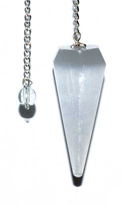 (image for) 6-sided 7 Chakra Selenite pendulum