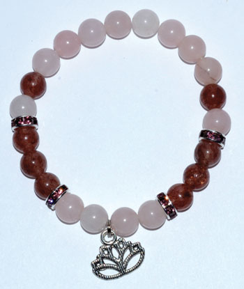 (image for) 8mm Rose Quartz/ Strawberry Quartz with Lotus