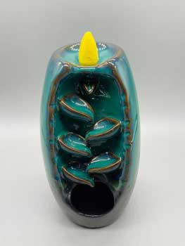 6 1/2" Blue Ceramic back flow incense burner (image for) 6 1/2" Blue Ceramic back flow incense burner